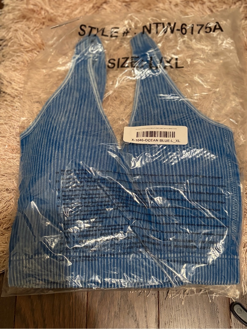 Zenana Outfitters Ocean Blue Ribbed Crop Top